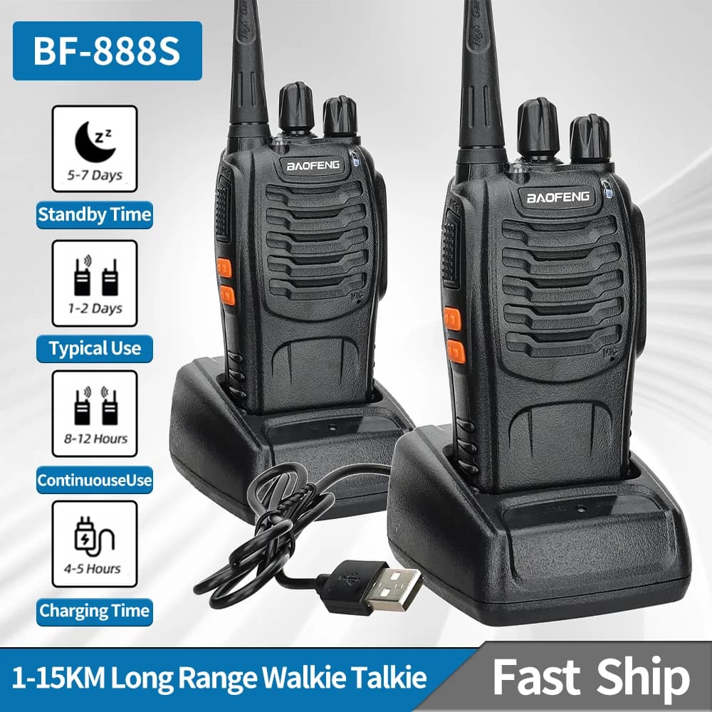 2/4/6PCS Baofeng 888S UHF Walkie Talkie bidirezionale 400-470MHz 16CH USB/EU/US Ham Ricetrasmettitore radio portatile per caccia Hotel