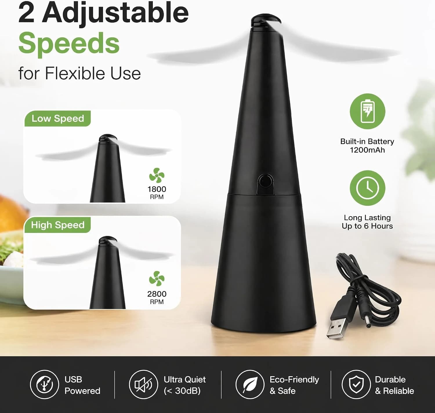 Automatic Mosquito Repellent Fan Fly Mosquito Repeller Fan Food Rotating Fan USB Powered Table Fans for Home Outdoor Picnic