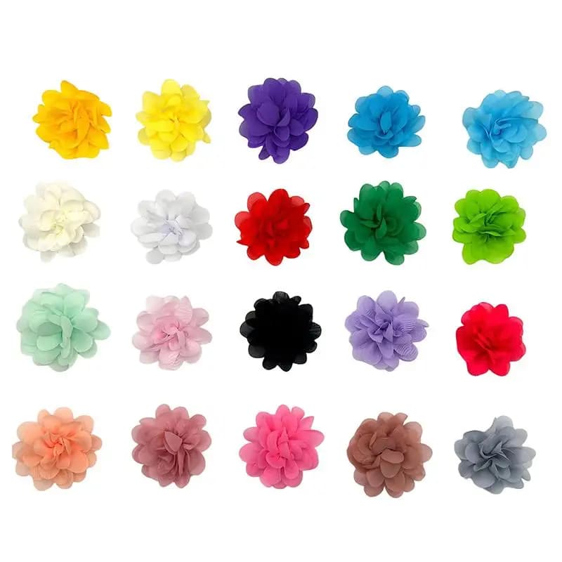 New 10PCS 3.5CM Chiffon Flower Hair Bows Fully Lined Flower Tiny Hair Clips Fine Hair Girls For Infants Toddlers Set
