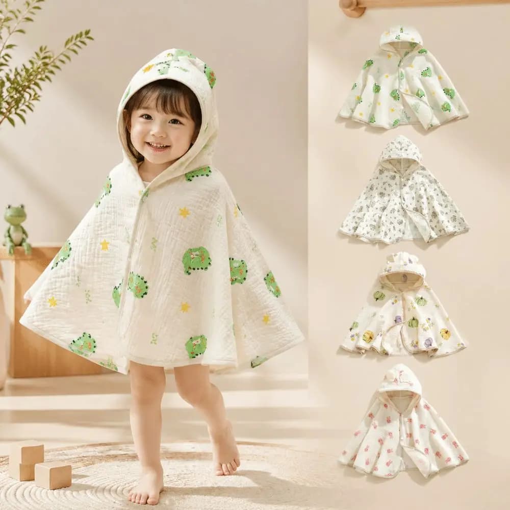 Cotton Children Sunscreen Cloak Ultra-Thin Design Lightweight Sunscreen Shawl UV Protection Portable Kids Bath Towel