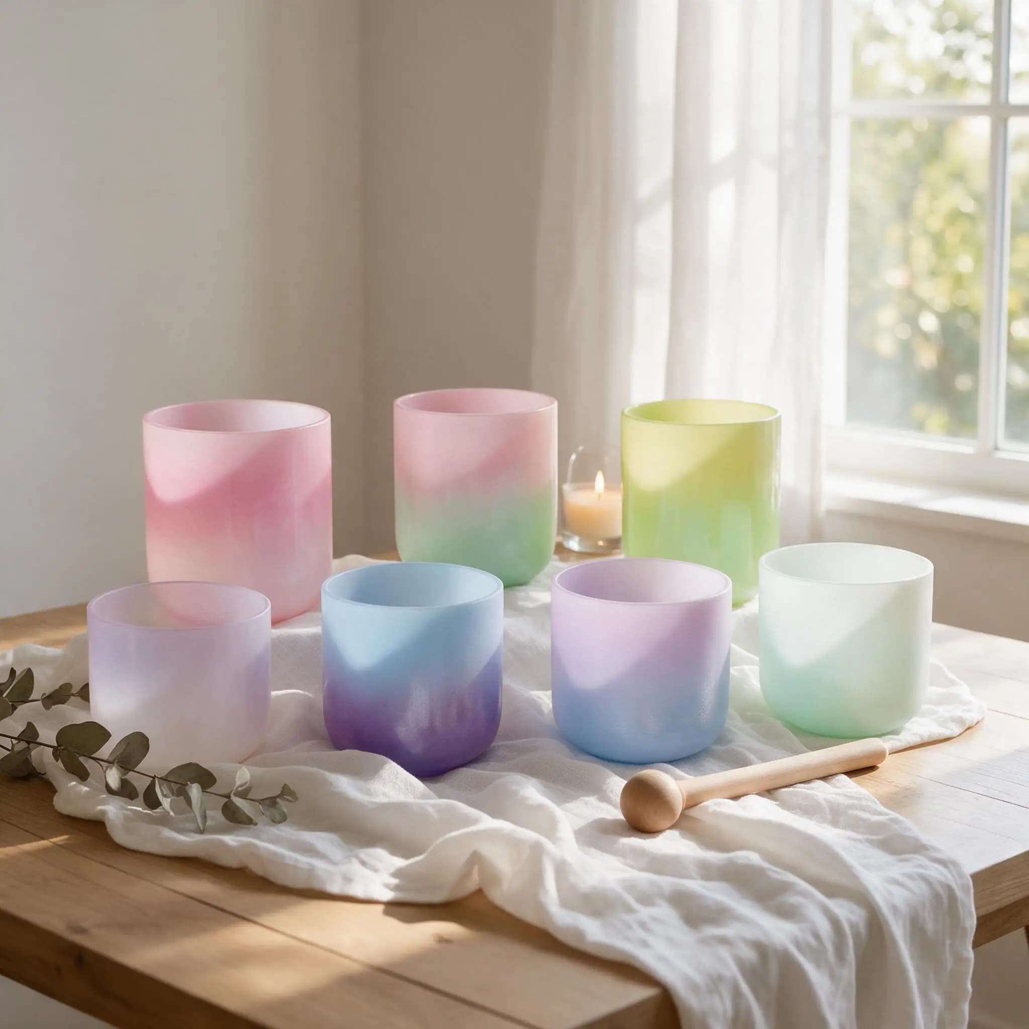 7 Chakras Crystal Singing Bowl Set 432Hz Handcrafted Quartz Alchemy Bowl for Meditation Healing with Accessories And Bag