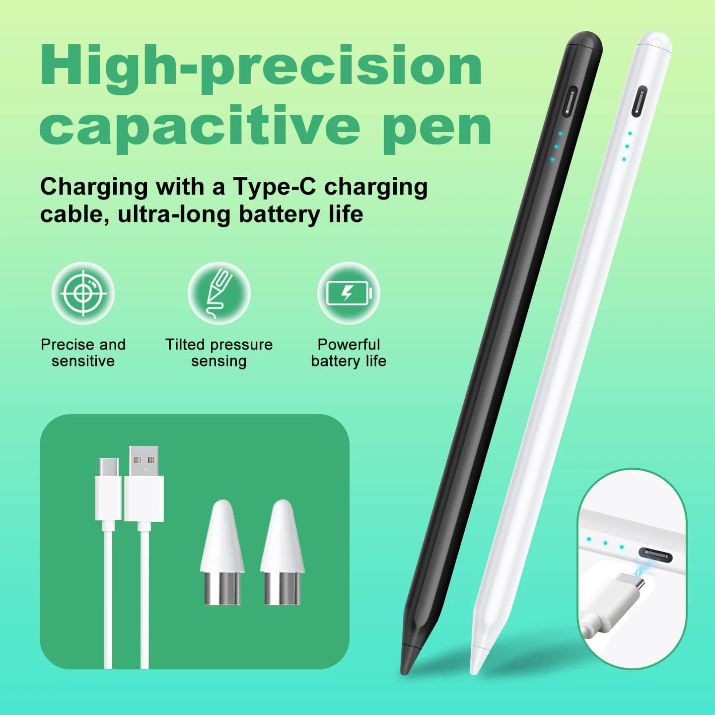 Penna Stilo Universale per iPad iPhone Samsung, Compatibile con il 95% dei Dispositivi Touch, Ricarica Rapida, Batteria a Lunga Durata, Magnetica Laterale