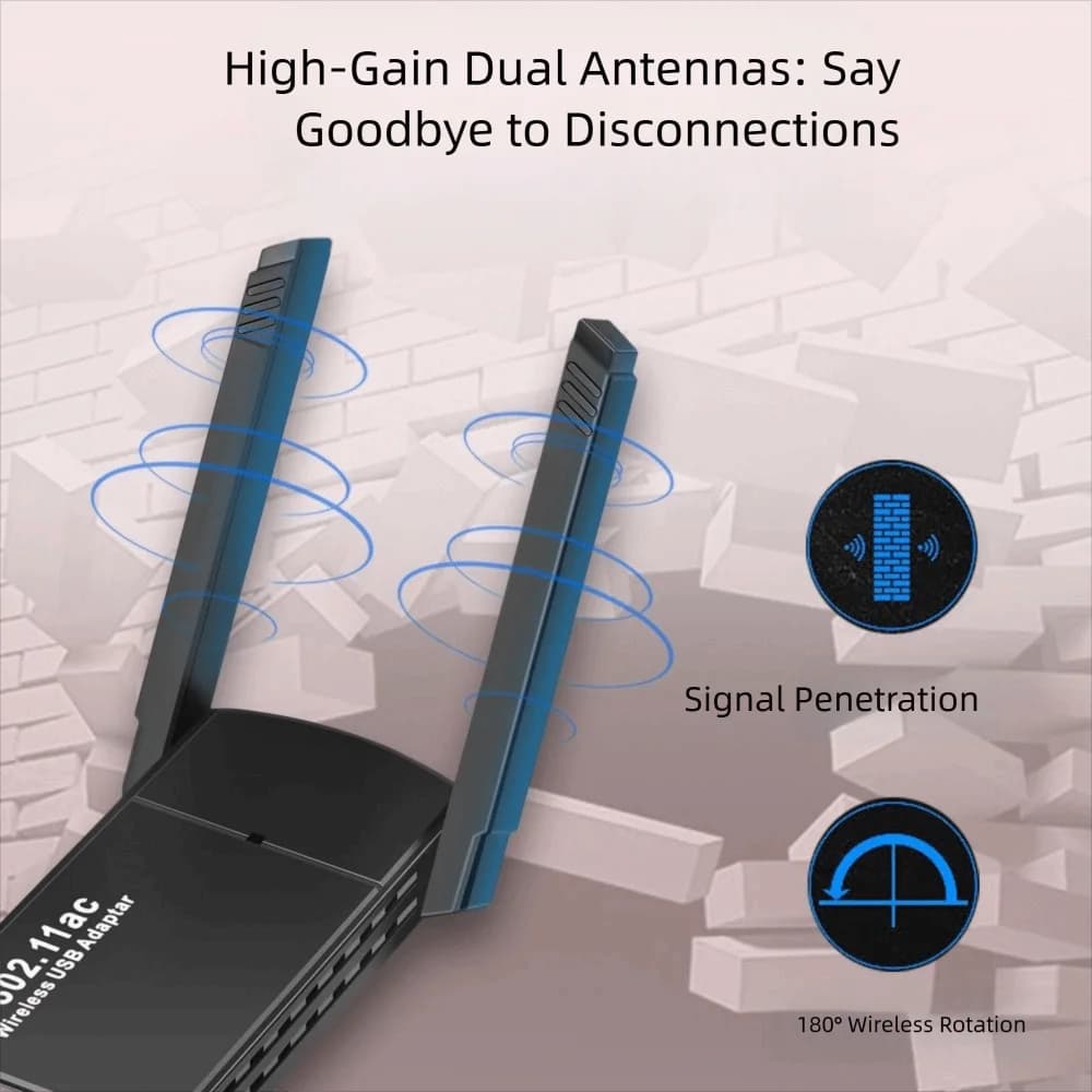Scheda di rete wireless 1300M con antenna 2.4G/5GHz, adattatore WiFi PCIE, adattatore WiFi USB dual band rotante per computer/telefono/tablet