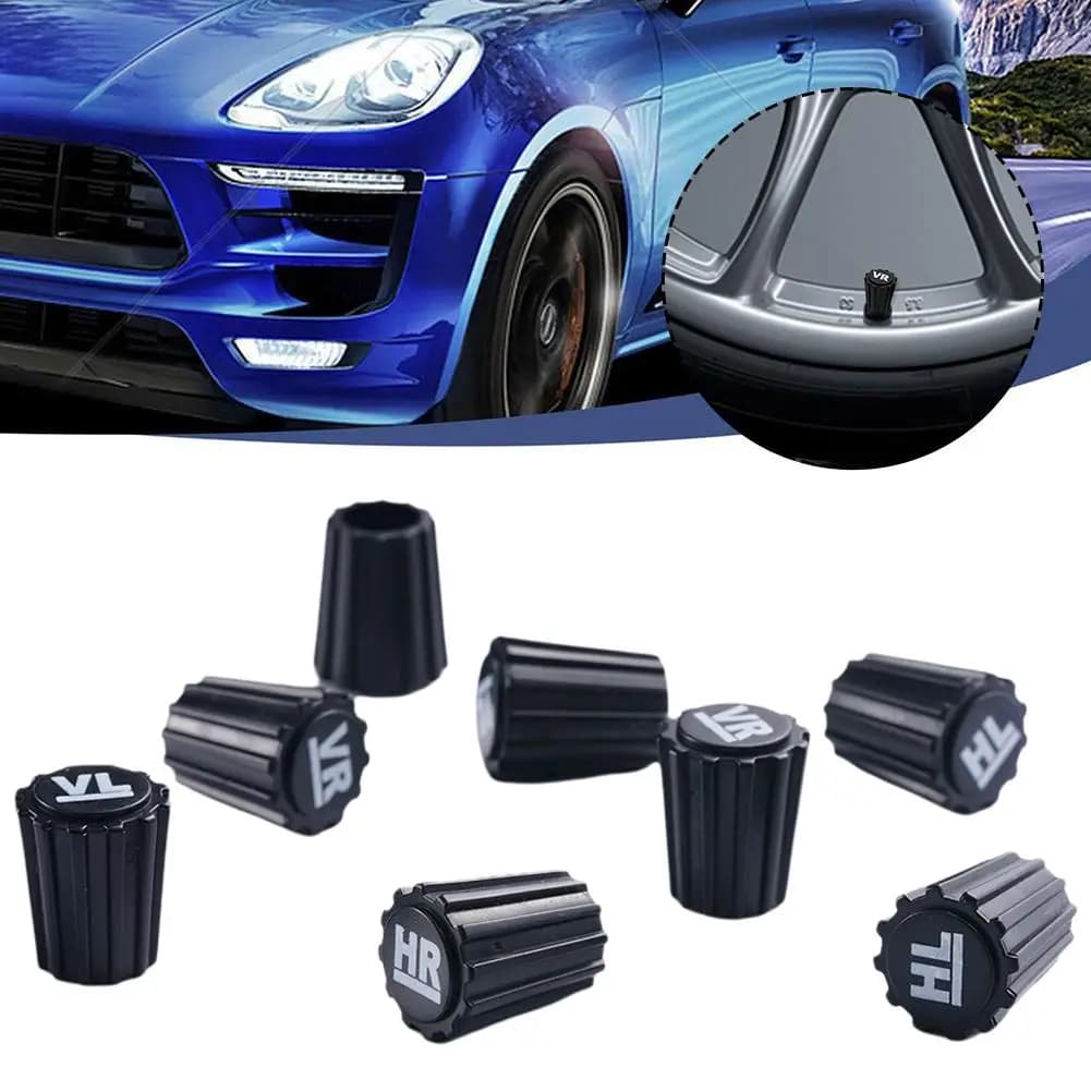 8 pezzi tappi stelo valvola pneumatici coperture valvola aria ruota antipolvere con stampa VR VL HR HL tappi valvole in plastica ABS accessori auto
