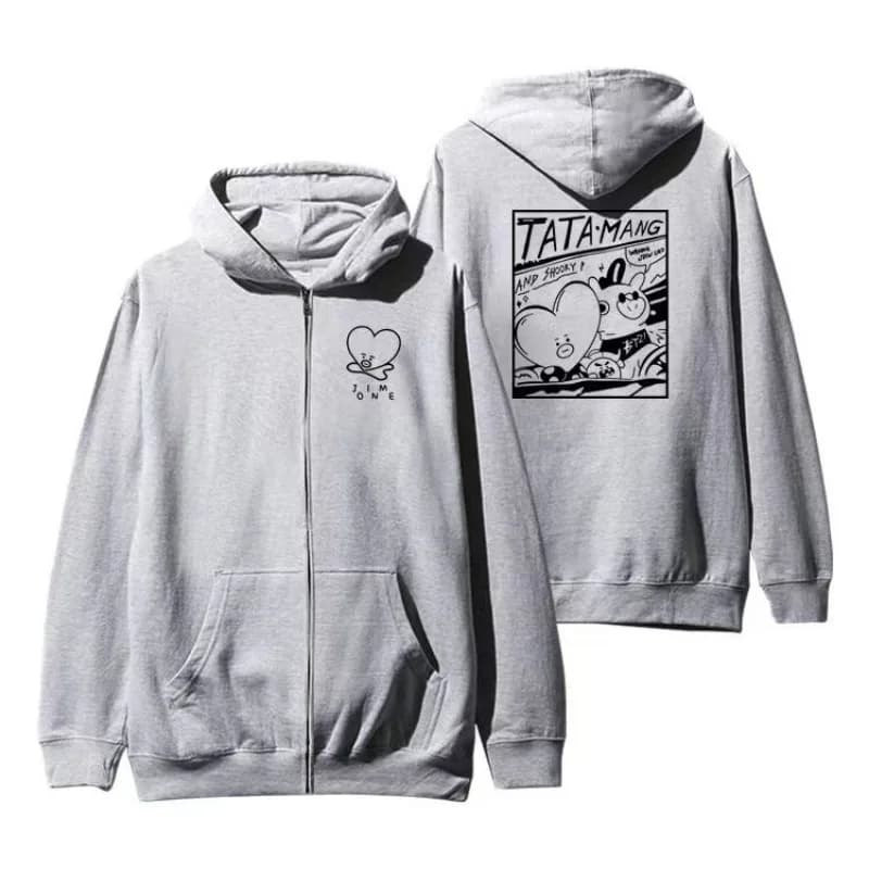 Kawaii BT21 Sweatshirt Hoodie Spring Fall Clothes Zipper Tops Soft Loose Casual Pullover Gifts