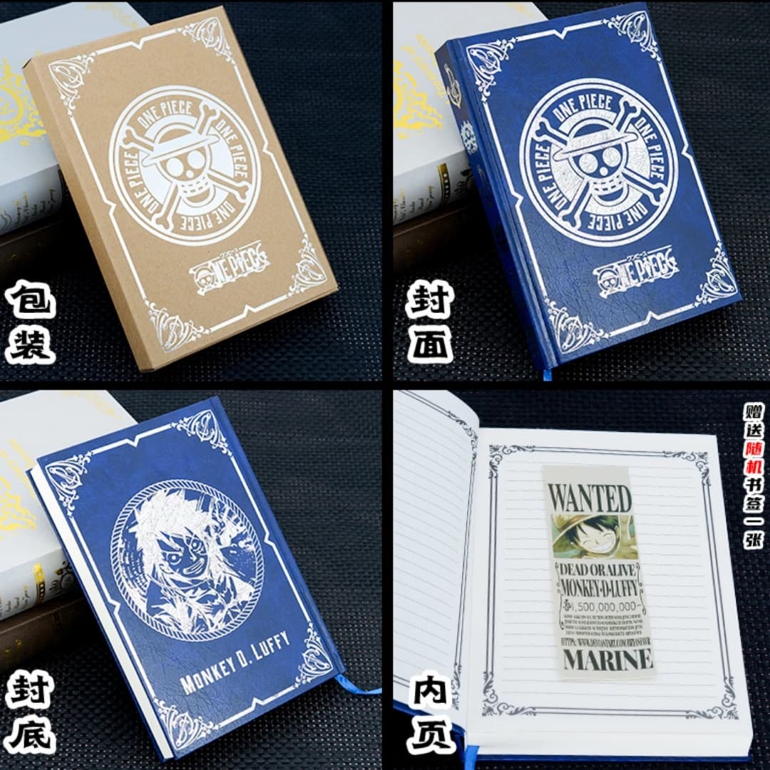 One Piece Notebook Foil Stamped A5 Journal with Luffy Skull Logo Design - Student Diary Office Stationery Gift for Anime Fans