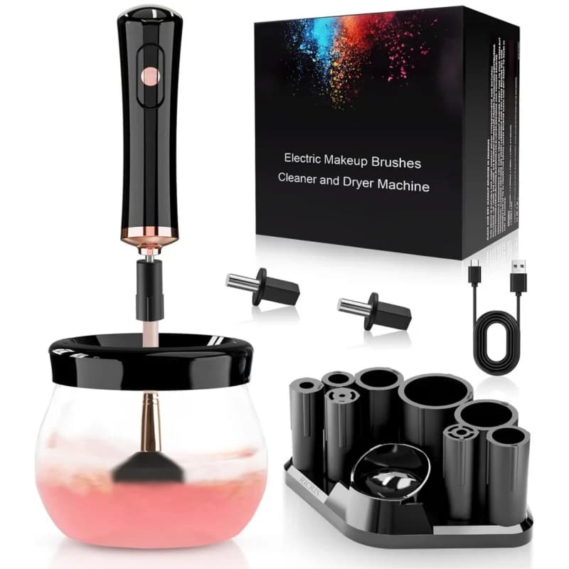 Electric Makeup Brush Cleaner and Dryer Machine Automatic Cosmetic Brush Cleanser Remove Tool Super Fast Cleaning and Dry