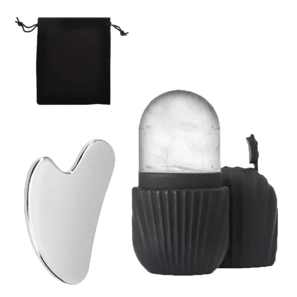 1/3PCS Stainless Steel Ice Face Roller Gua Sha Board Set Face Massage Tool Face Lifting Face Lifting Tools for Beauty Skin Care