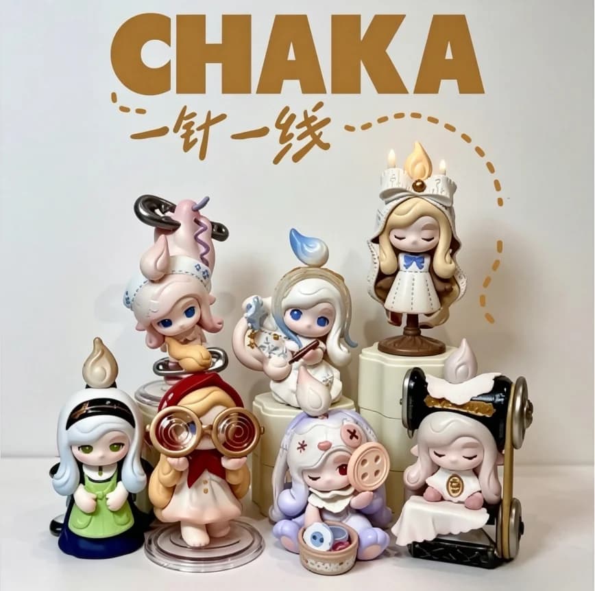 POP MART CHAKA Stitch By Stitch Series Blind Box Unpack Container Cute Doll Anime Figure Desktop Ornament Home Decor Gift