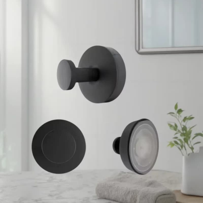 1pcs Powerful Suction Cup Hooks, No-Drill Wall Mount Towel Hooks for Shower, Bathroom & Kitchen, Vacuum Tech Holds Up to 15lbs, Waterproof & Rustproof Matte Black Hooks for Glass, Mirror, Tile & Smooth Surfaces