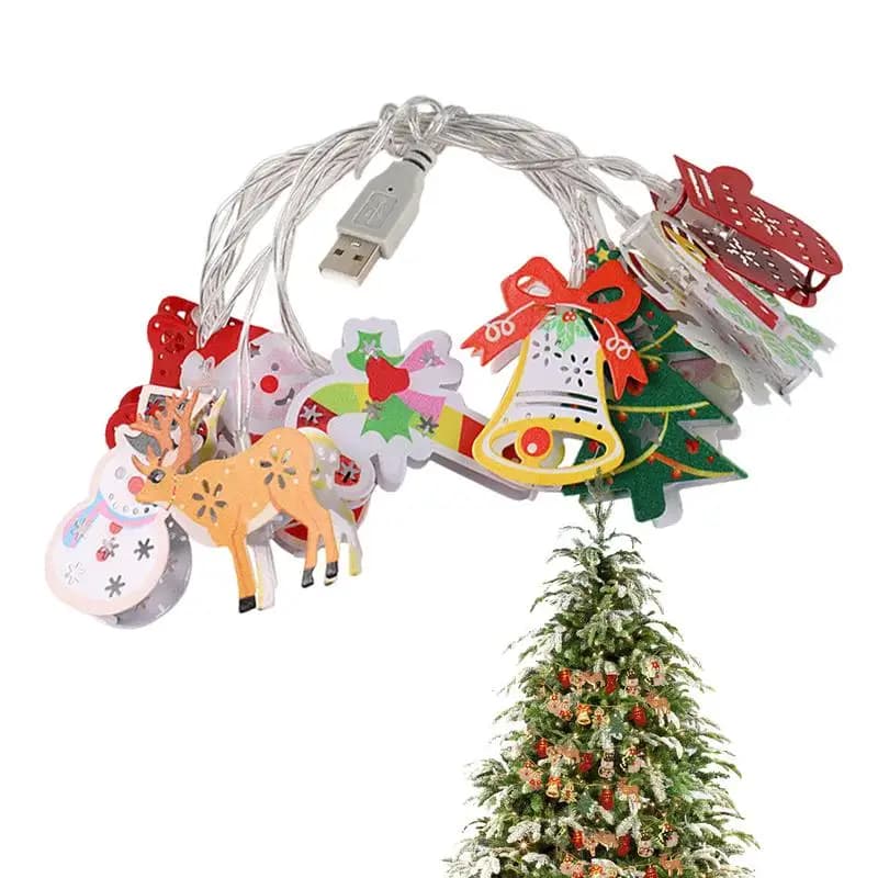 Luci a corda per le vacanze Luci a stringa per interni a LED per cartoni animati Luci natalizie appese per le vacanze invernali carine Illuminazione per feste di festival
