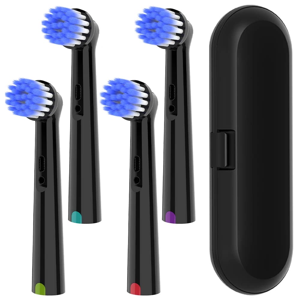 Scatola protettiva da viaggio per spazzolino portatile e 4 testine di ricambio ultra morbide compatibili con lo spazzolino elettrico Oral B
