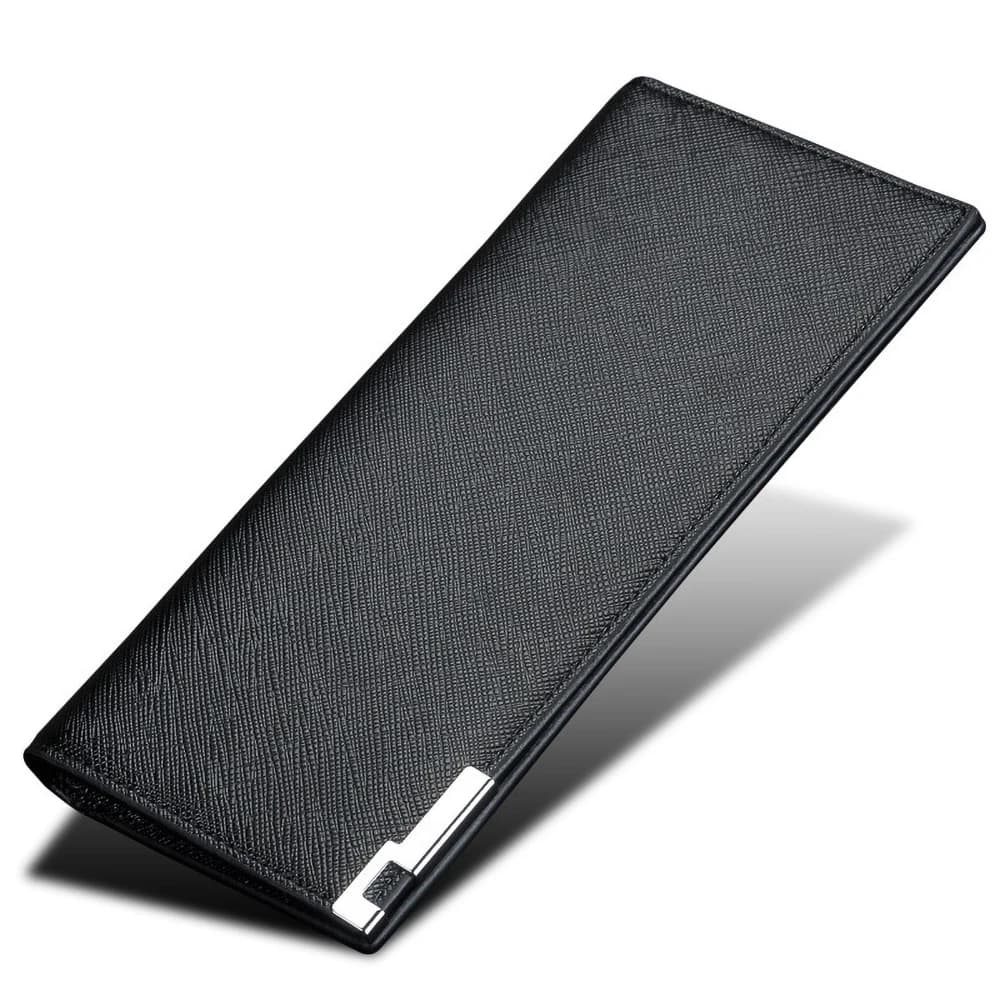 Baellerry Portafoglio lungo minimalista da uomo monocromatico in pelle PU con blocco RFID Portafoglio sottile Business Essential