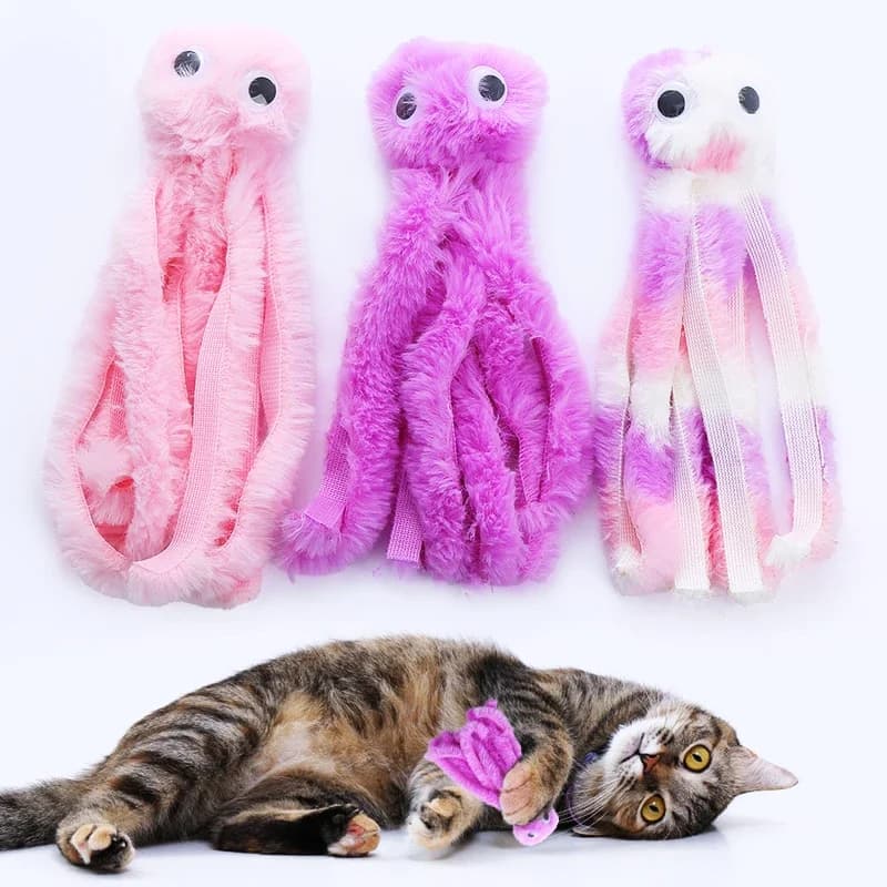 Giocattolo per gatti simpatico polpo peluche denti resistenti al morso gioco interattivo forniture per animali domestici