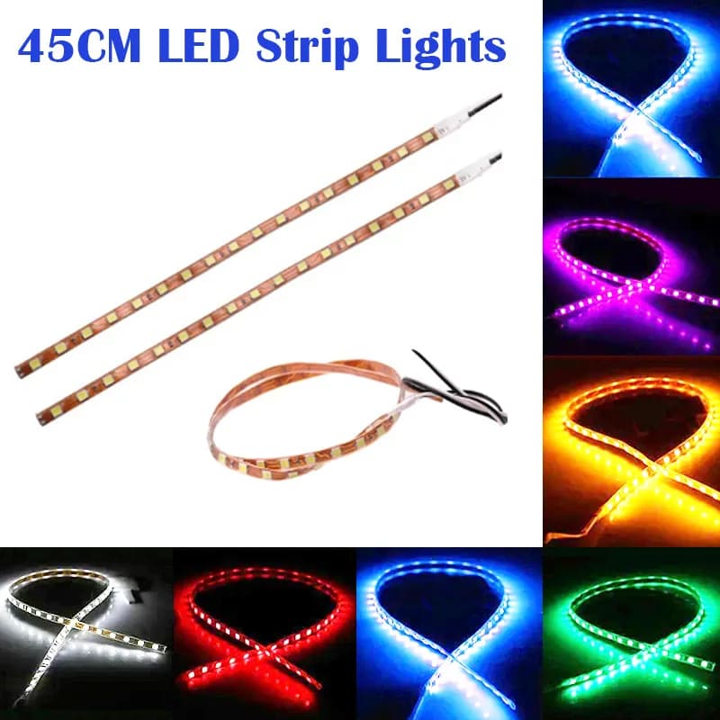 Strisce luminose a LED da 45CM morbide 1210 45SMD rosso impermeabile Auto Light Bar accessori per Auto lampada decorativa atmosfera luce 12V bianco