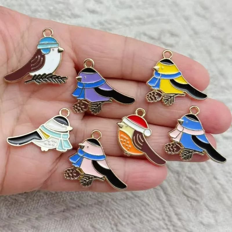10 pezzi di ciondoli per piccoli uccelli smaltati carini, ciondoli Kawaii per orecchini, collane, braccialetti, accessori per la creazione di gioielli fai da te
