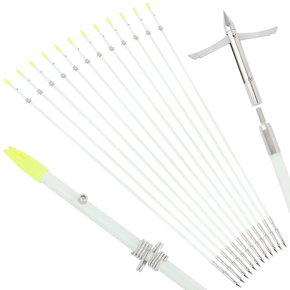 37 "Flechas da pesca con l'arco in fibra di vetro solida OD 8mm Albero Arco da caccia Pesca 12 pezzi Tiro con l'arco Arco da pesca in fibra di vetro