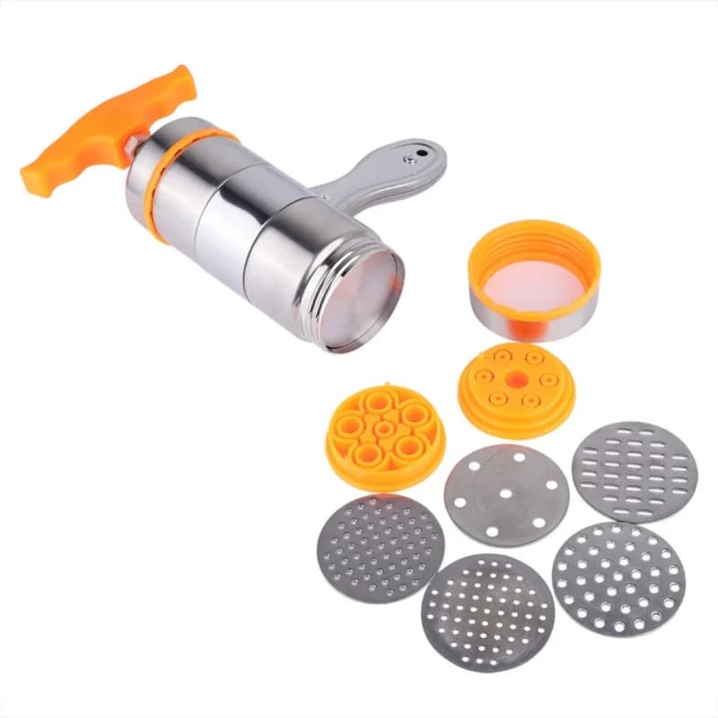 Macchina Manuale per Pasta in Acciaio Inox con 7 Stampi per Uso Domestico