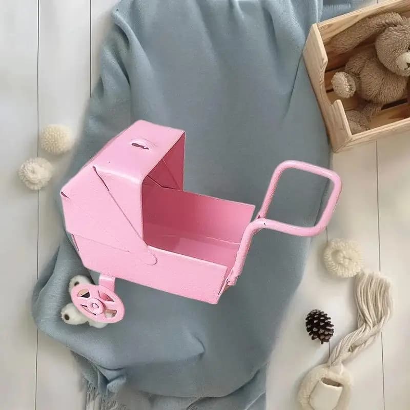 Modellino di Passeggino Rosa in Miniatura 1:12 per Casa delle Bambole, Ruote Girevoli, Accessori Decorativi, Giocattoli per Bambini, Regali Fai-da-Te