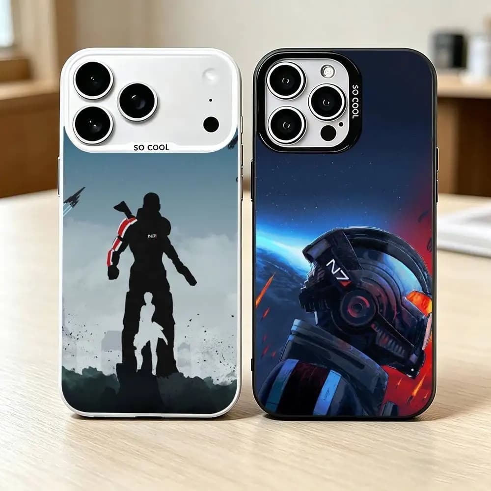 Game N-N7 M-Mass Effect Phone Case For iPhone 17,16,15,14,13,12,11 Plus,Pro Max,XS,Colorful Silver Phone case