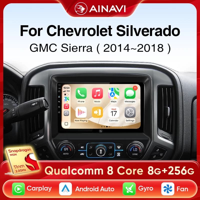 Ainavi Autoradio Per Chevrolet Silverado 3 GMTK2 2014-2018 Wireless Carplay Android Auto Navigazione Car Stereo Lettore Multimediale