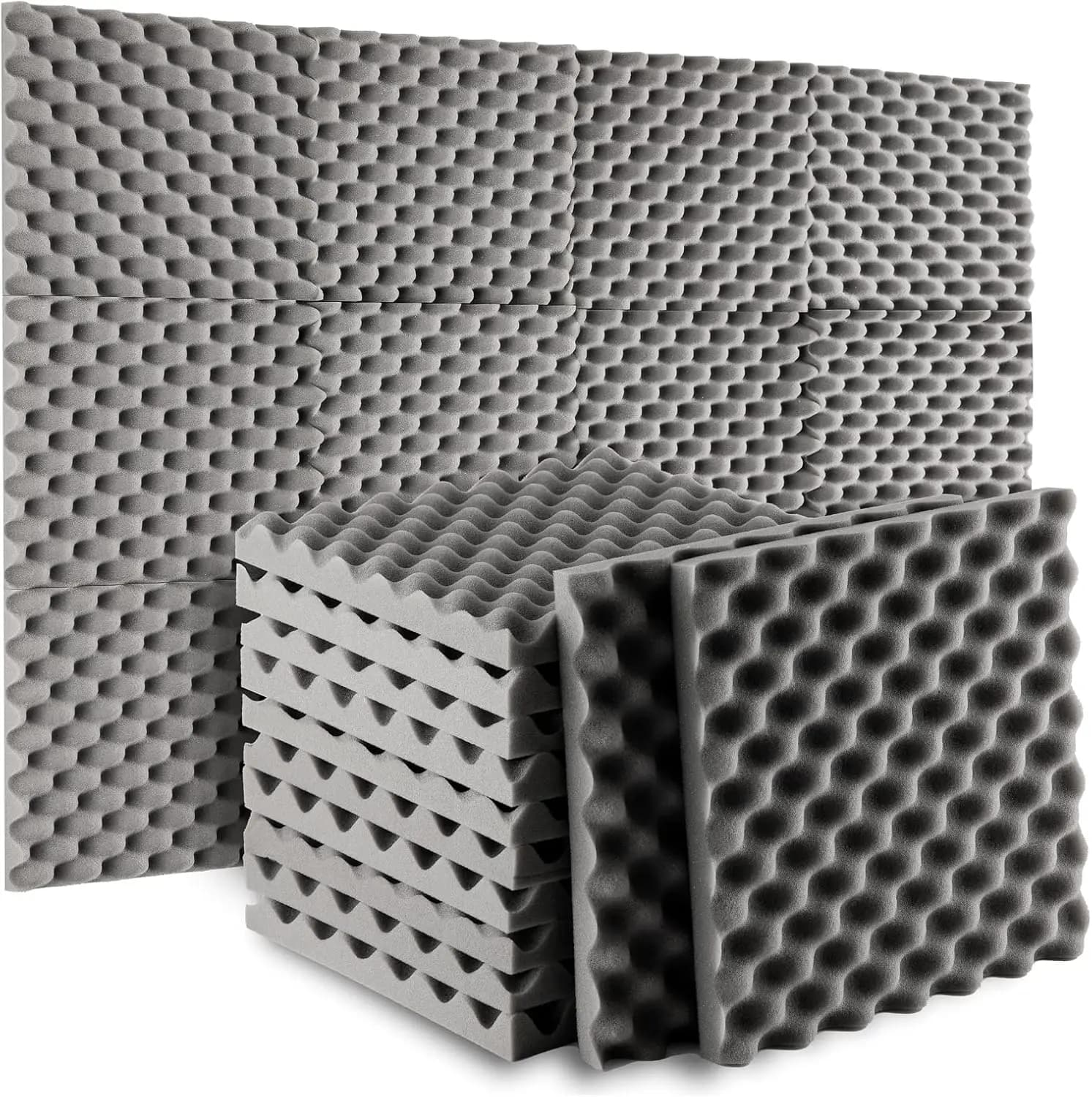 12 pz 30x30x5 cm Studio Pannelli di Schiuma Acustica Sound Assorbente Schiume di Uovo Pad Da Parete Drum Room Trattamento Suono Pannelli di Spugna Grigio