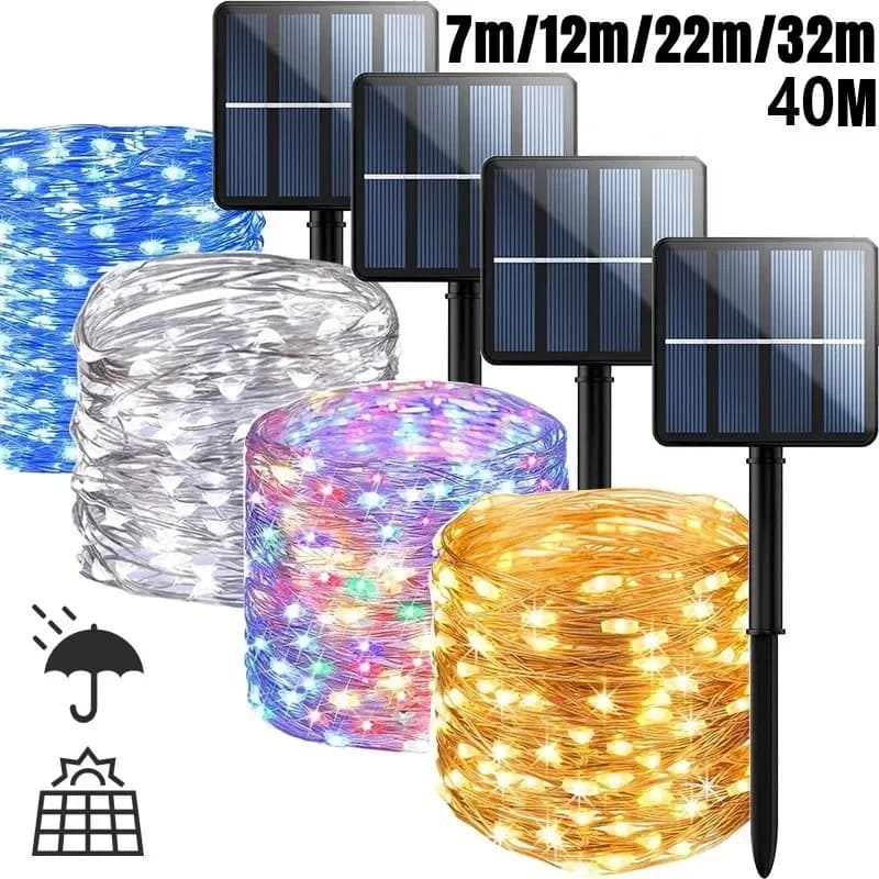 LED Solar String Light Luci da giardino per esterni 400 LED Lampada impermeabile per decorazioni per feste di Natale 7m/12m/22m/32m/40m