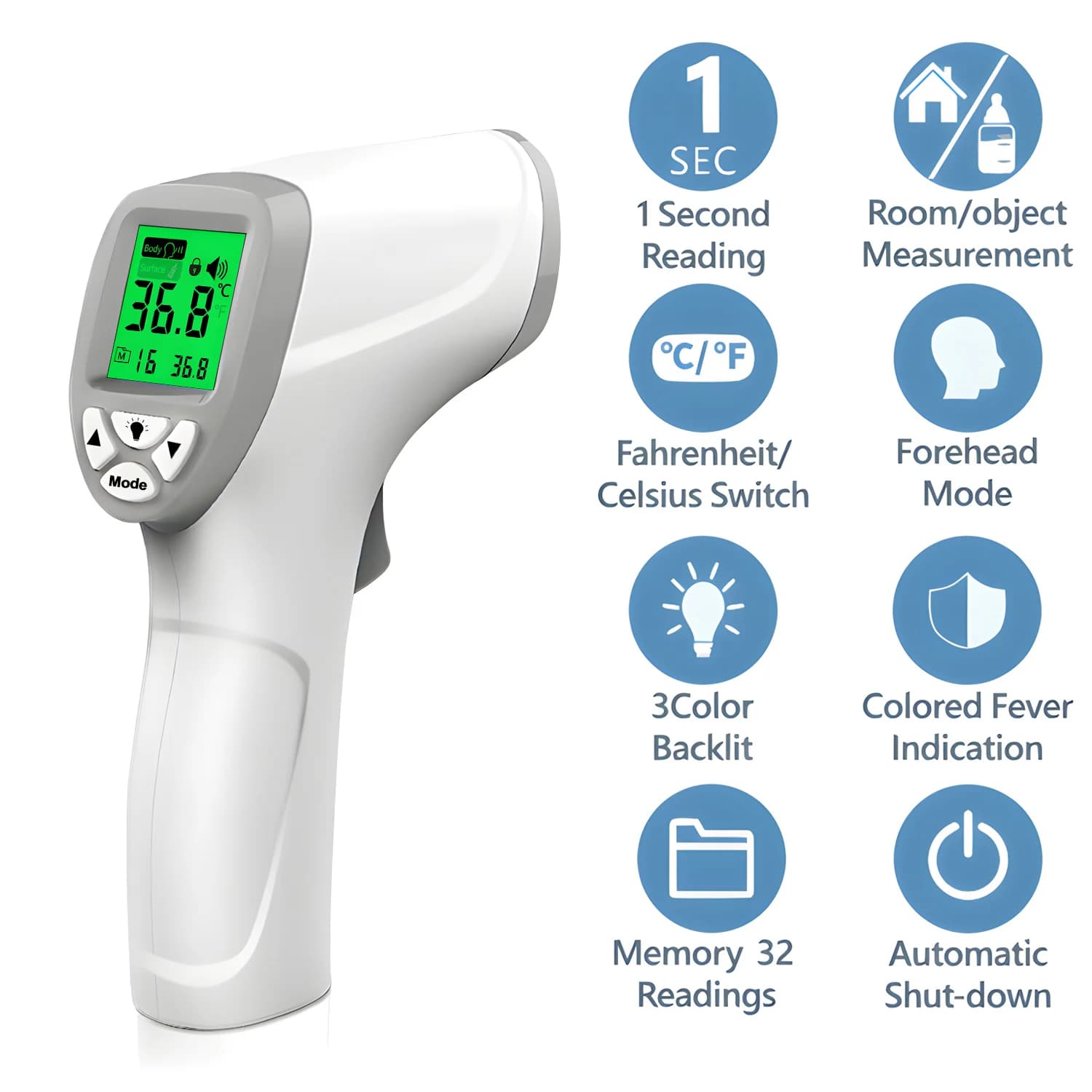 amzwn Digital infrared thermometer Front Earphone Body Fever Thermometer Multifunction temperature measurement device without contact