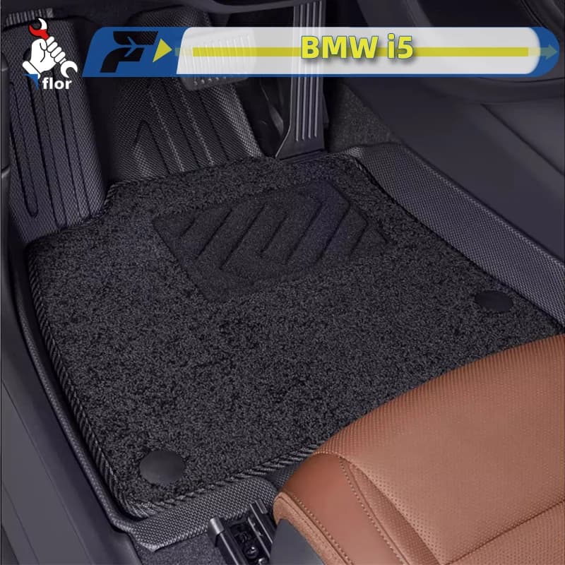 Per la guida a sinistra Tappetino per auto BMW i5 2024 Custom Fit Full Surround Tappetino Protezione interna Fodera per pavimento