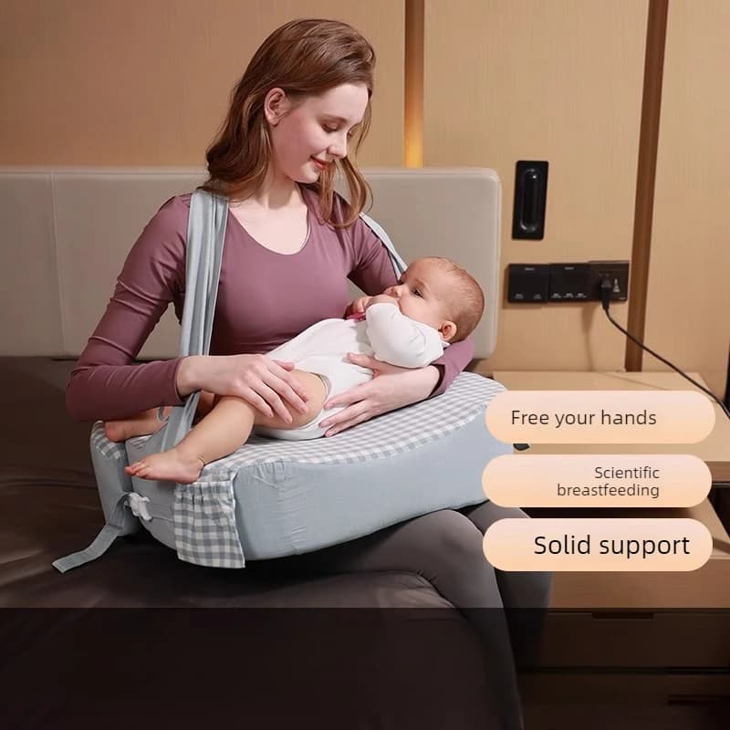Cuscino per Allattamento Post-Parto con Supporto Lombare, Cuscino per Allattamento Senza Mani, Lettino per Neonati con Design Anti-Ribaltamento per Neomamme