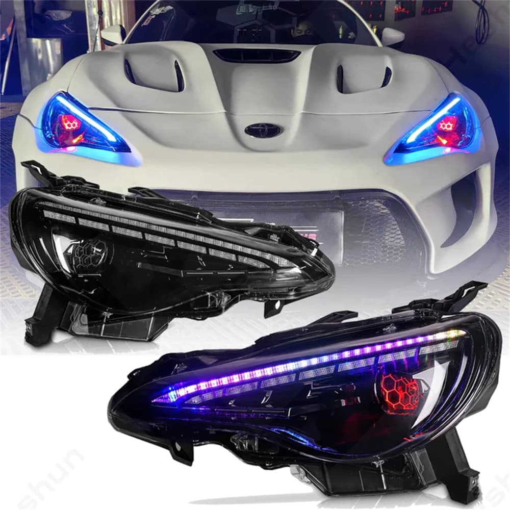 Pair of Led RGB headlights for Toyota 86 GT86 2012-2021 Scion 2013 2016-FR-S Subaru BRZ Head Light Lamp Animation DRL