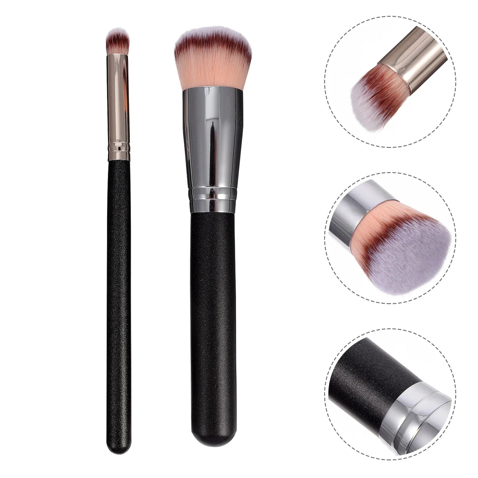 2Pcs High Quality Synthetic Makeup Brush Kit for Self Tanner Application Face Contouring Blending Foundation Concealer