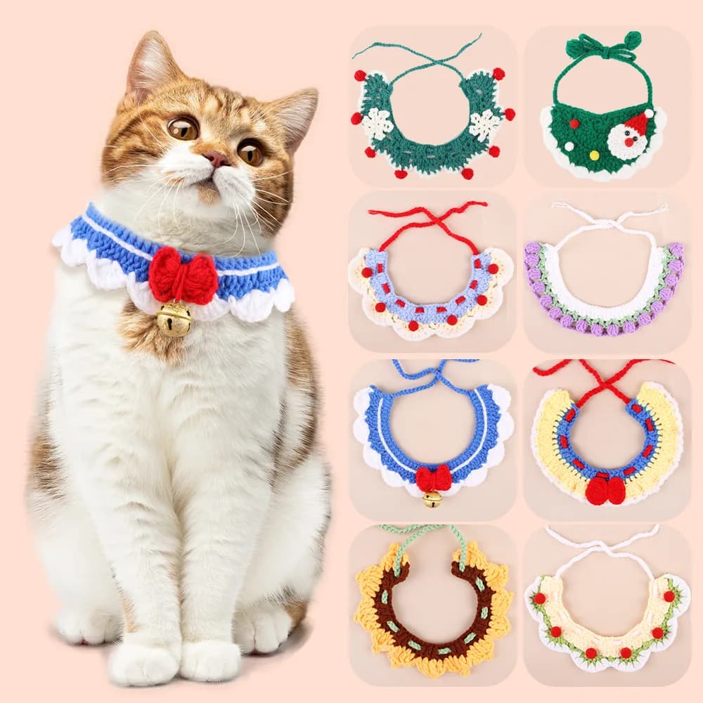 Nuovo collare per gatti Papillon Cravatte per animali domestici Collare per cani in maglia Simpatico cartone animato Collare per gattino Decorazione Imbracatura morbida regolabile Collari per cani per gatti