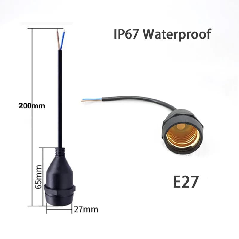 Cavo LED impermeabile IP67 da 20 cm con portalampada Connettore ignifugo integrato con tappo a vite leggero E27 esterno
