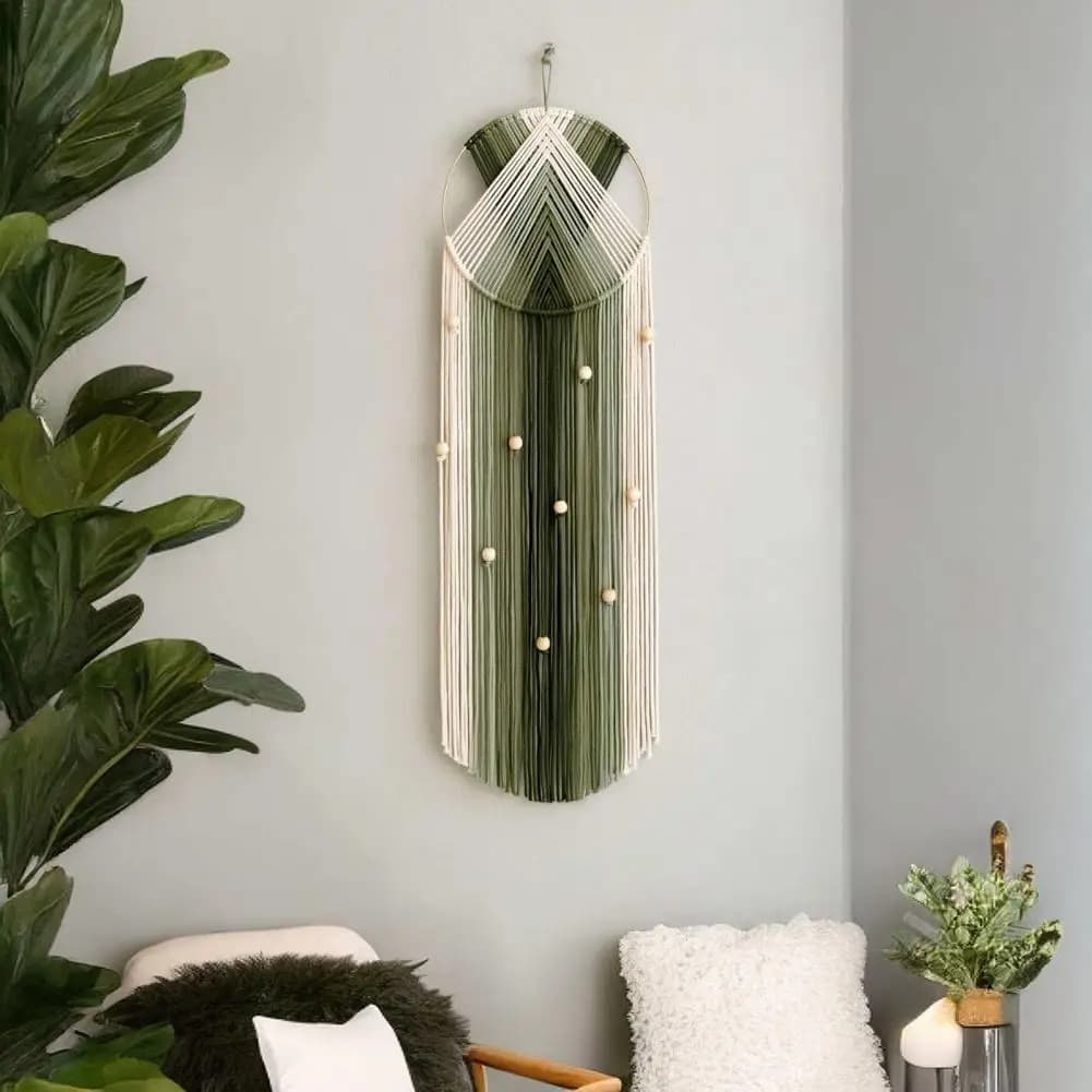 Dream Catcher Tapestry Wall Hanging Tapestry Handmade Bohemian Woven Cotton Tapestry Wood Bead Dream Catcher Cotton for Room