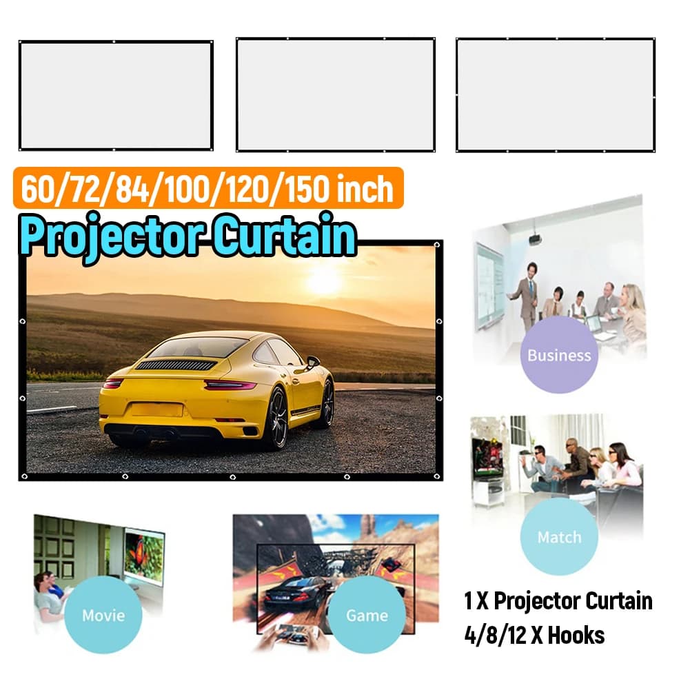 Schermo per Proiettore 16:9 Semplice e Portatile, Display HD per Casa, Esterni e Ufficio