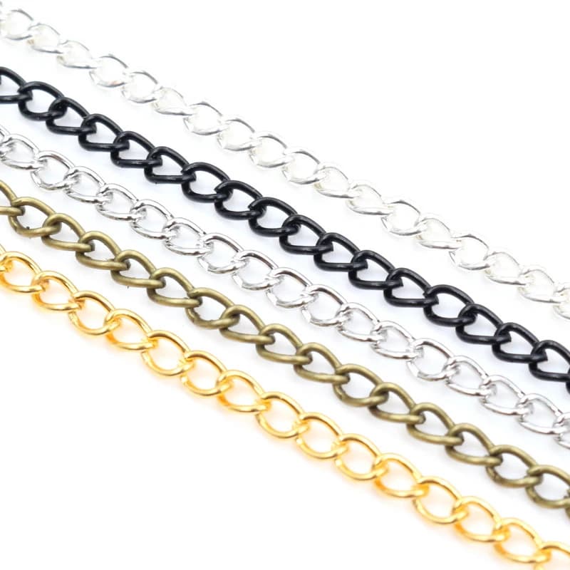 5 Metri/lotto 3x2mm 4x3 millimetri di Bronzo Oro Argento 5 Colori Placcato Non Saldati Ferro Catene Portacavi gioielli FAI DA TE Che Fanno I Risultati Accessori