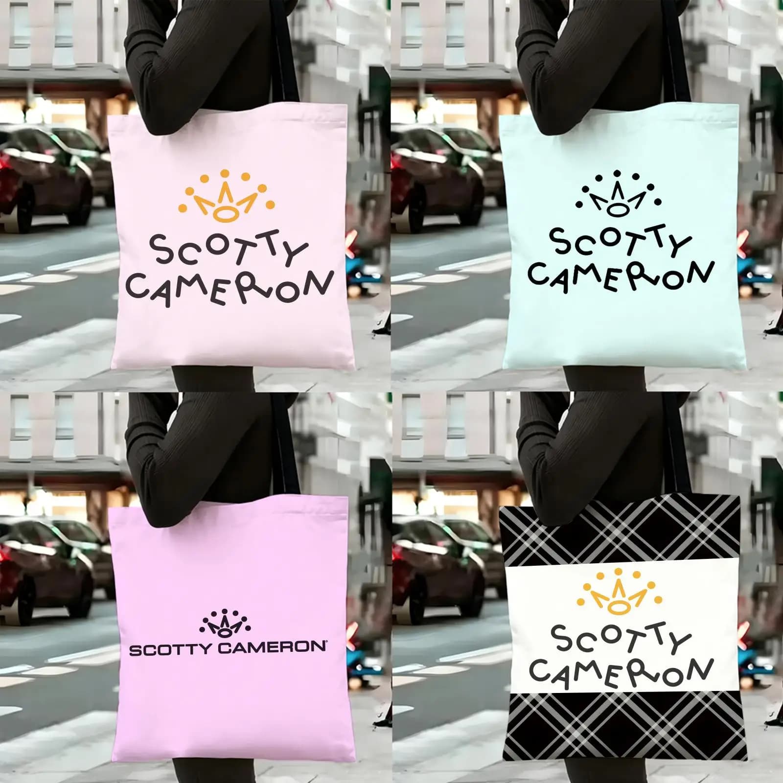 1 pezzo di borsa portaoggetti fashing S-Scotty C-Cameron, borsa a tracolla in tela, borsa da palestra riutilizzabile ed ecologica, ideale per yoga, ufficio, pendolarismo