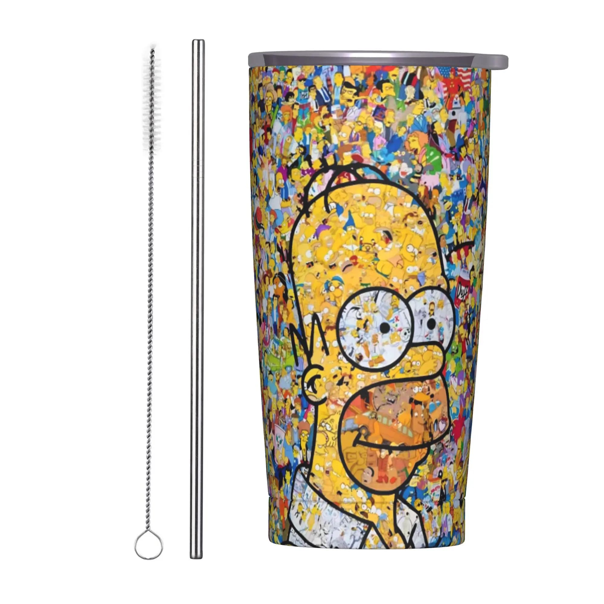 Anime S-Simpsonss Cartoon Tumbler Vacuum Insulated Thermal Cup Stainless Steel Smoothie Tea Mugs Water Bottle 20oz
