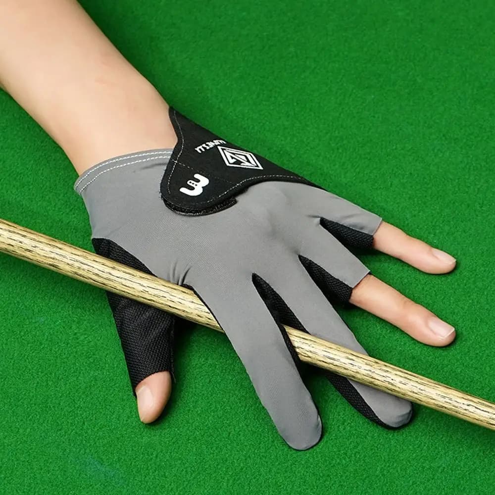 1pc 3 dita Mostra guanti da biliardo Guanti da biliardo traspiranti antiscivolo Guanti sportivi da stecca da biliardo resistenti all'usura per la mano sinistra