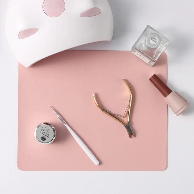 Tappetino Pieghevole in Pelle PU per Nail Art, Cuscino Poggiabraccio Rosa per Studio, Impermeabile, Facile da Pulire, Strumenti per Manicure