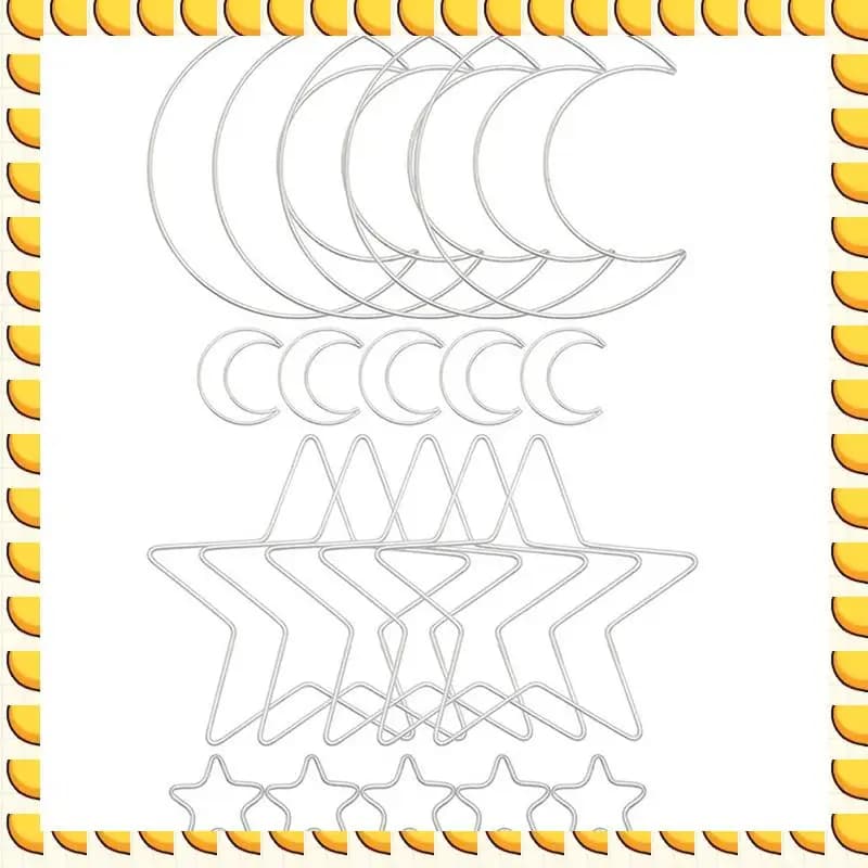 BAAU 2X Moon Star Dream Catcher Metal Hoop Rings Circle Macrame For DIY Craft Dream Catcher Making Wall Hanging Decoration