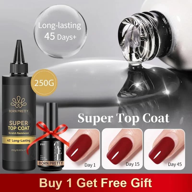 BORN PRETTY 250g Base Gel Super Top Coat Opaco Top Coat Smalto Gel Soak Off UV LED Gel Vernice Gel funzionale Nail Salon