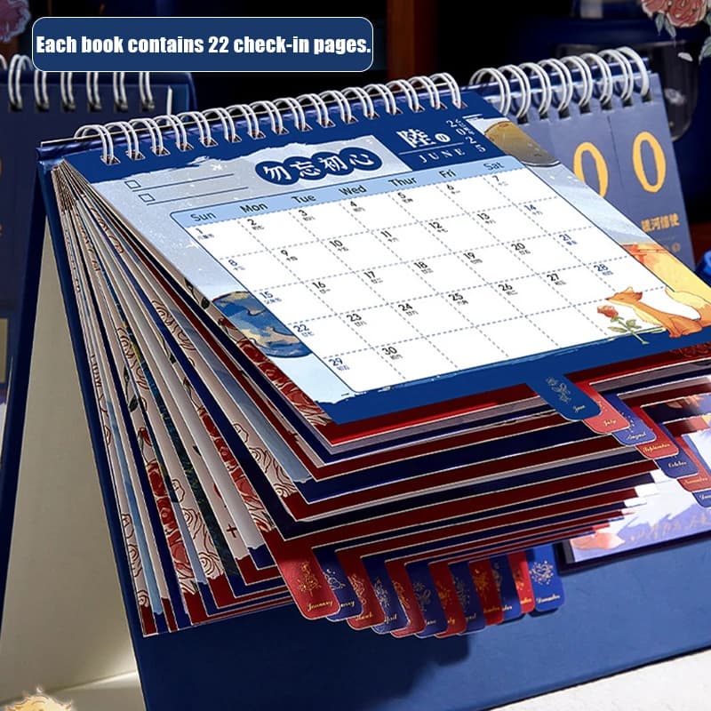 Nuovo Calendario da Tavolo 2026 Multifunzionale, Calendario Cartoon con Conto alla Rovescia per le Festività, Agenda Giornaliera