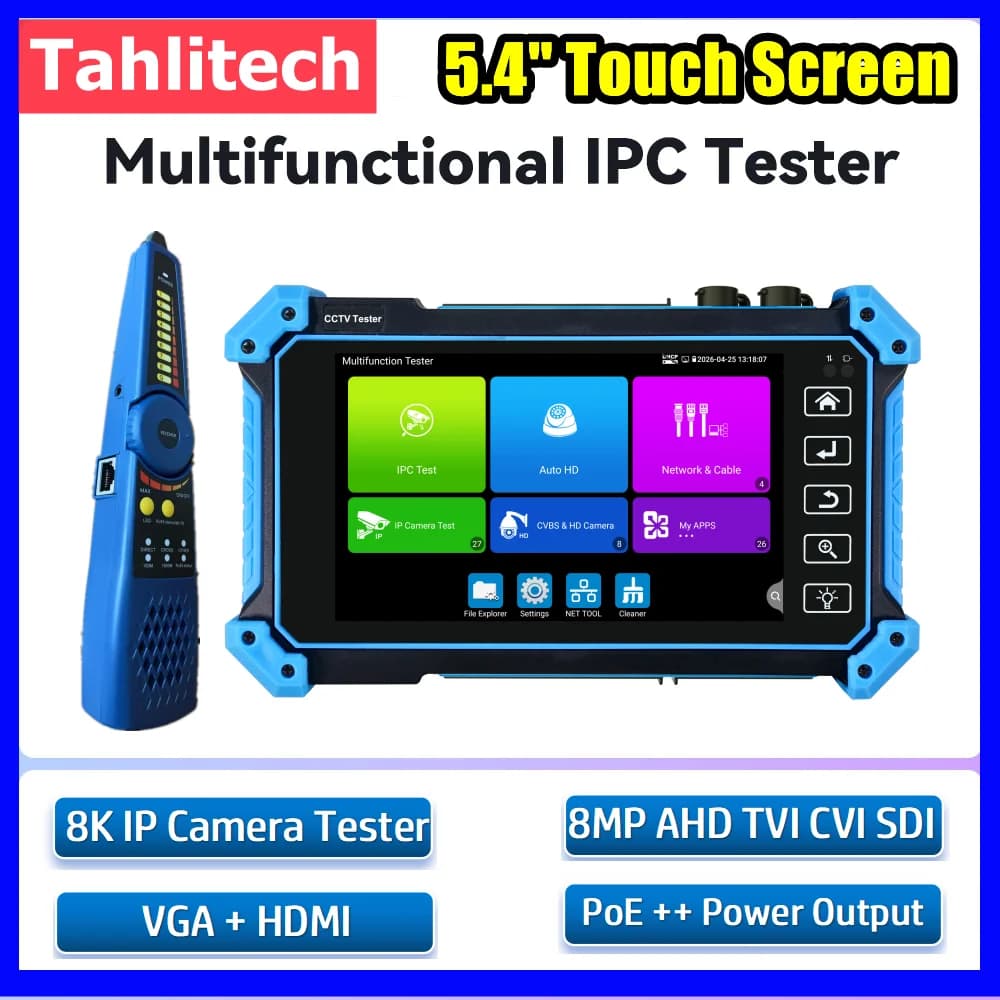 32 MP IP Camera Tester CCTV 8MP AHD CVI TVIPC Test HDMI VGA Cable Tester Poe WIFI Power Output Mini CCTV Test Tool UTP