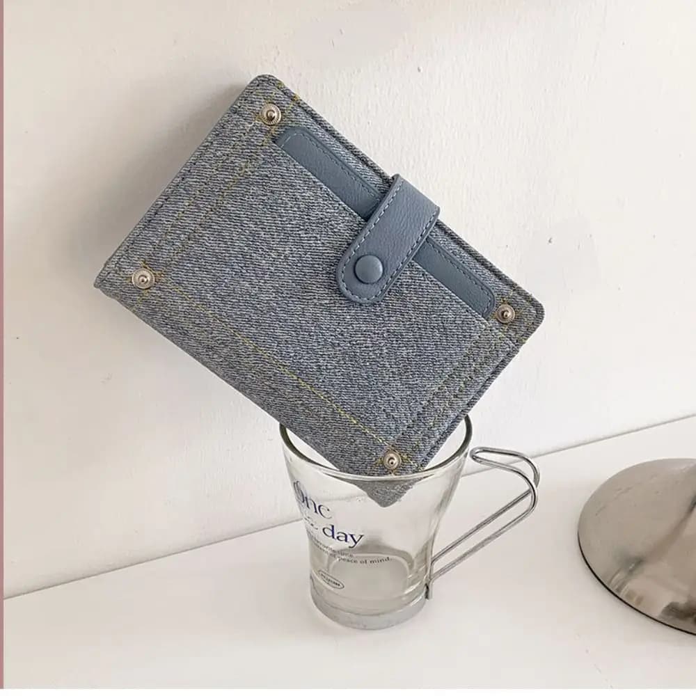 Card Holder PU Passport Bag Ticket Holder Airplane Check-in Denim Passport Clip Passport Cover Card Case Travel Wallet Women