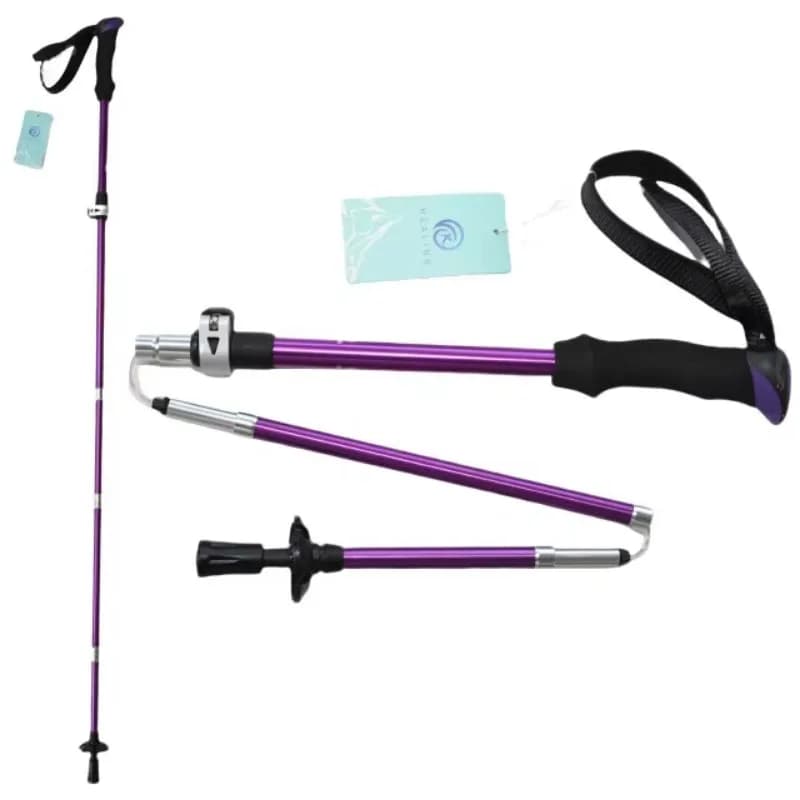 Lightweight Aluminum Alloy Trekking Poles, Foldable Hiking Sticks With Non-Slip Grip,Rubber Tip | Walking Climbing Support