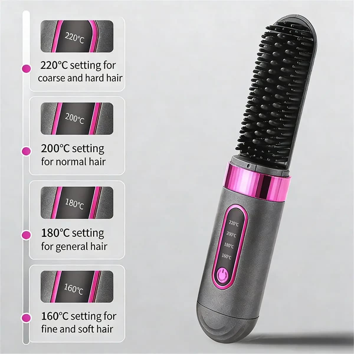 L70A New Cordless Ceramic Hair Straightener Brush Fast Heating Adjustable Temp Portable Travel Beauty Styling Tool for Women