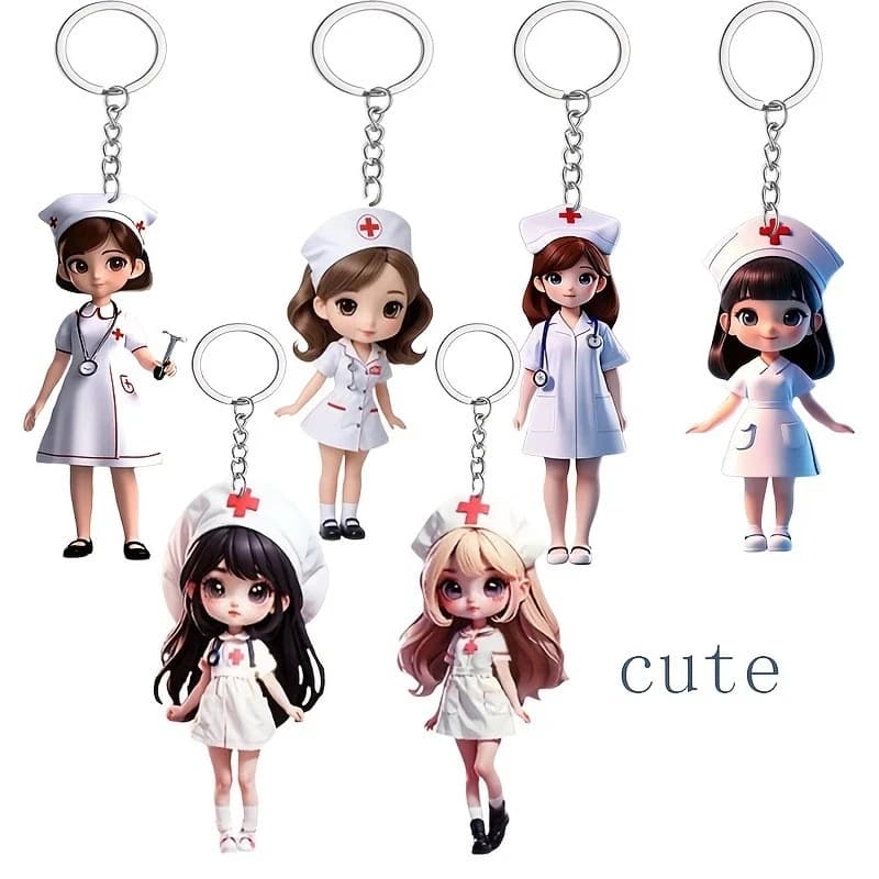 Moda carino 2D piatto acrilico femmina infermiera portachiavi medico ciondolo borsa da donna portachiavi uomo portachiavi auto ragazza regalo del partito K145