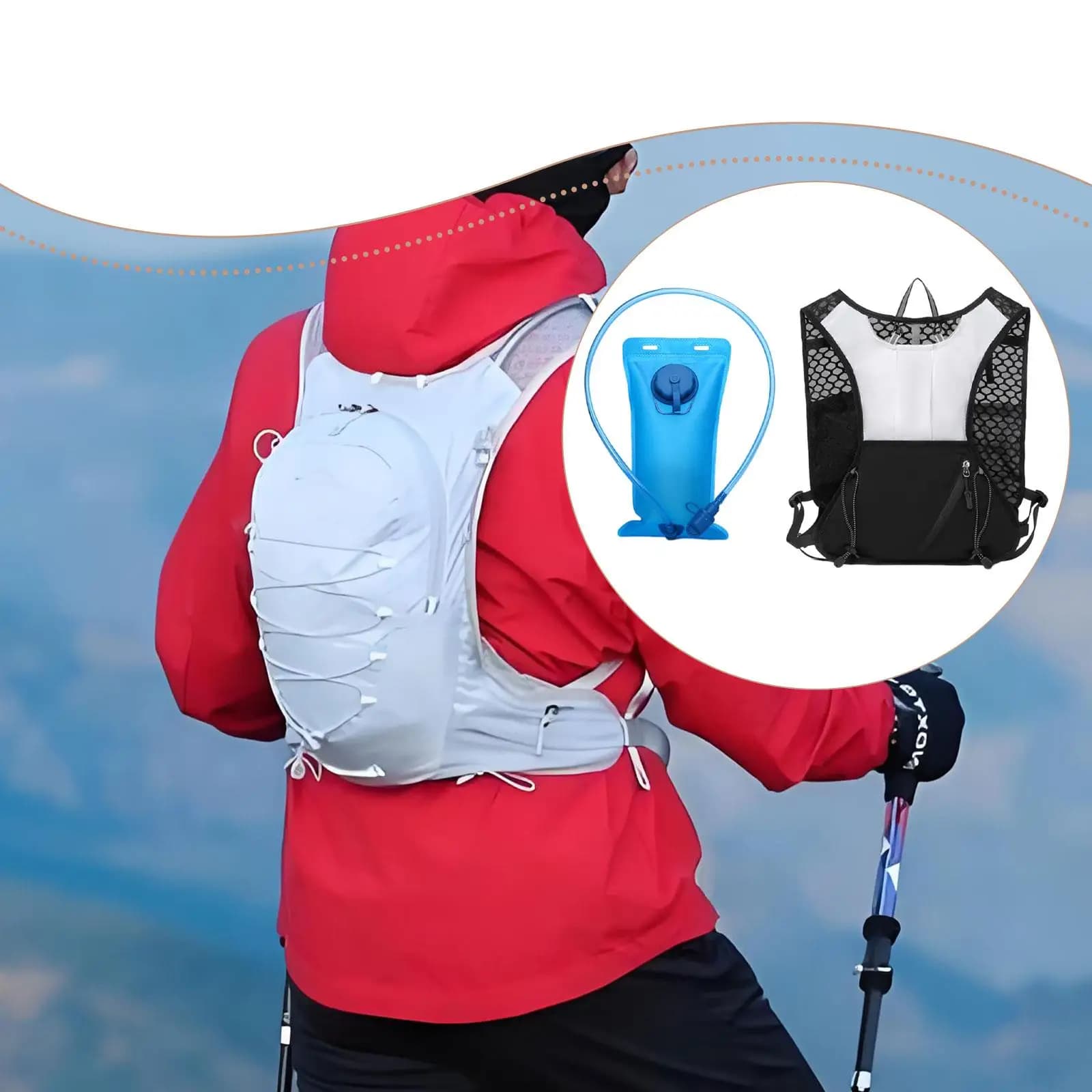 Backpack for Hydrating in Resistant Polyester, Water Bag for Hiking, Running, Cycling, Climbing and Gare
